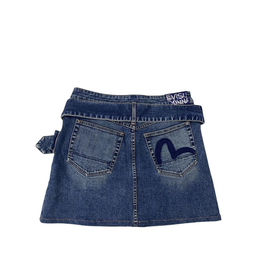 Evisu Donna vintage navy blue skirt seagulls Y2K