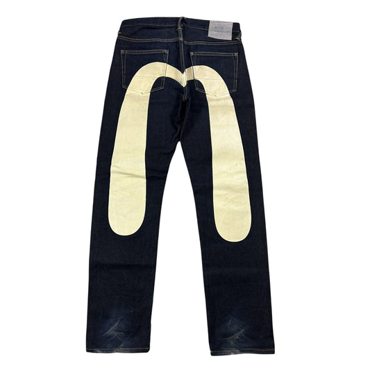 Evisu jeans white daicock big logo blue selvedge denim