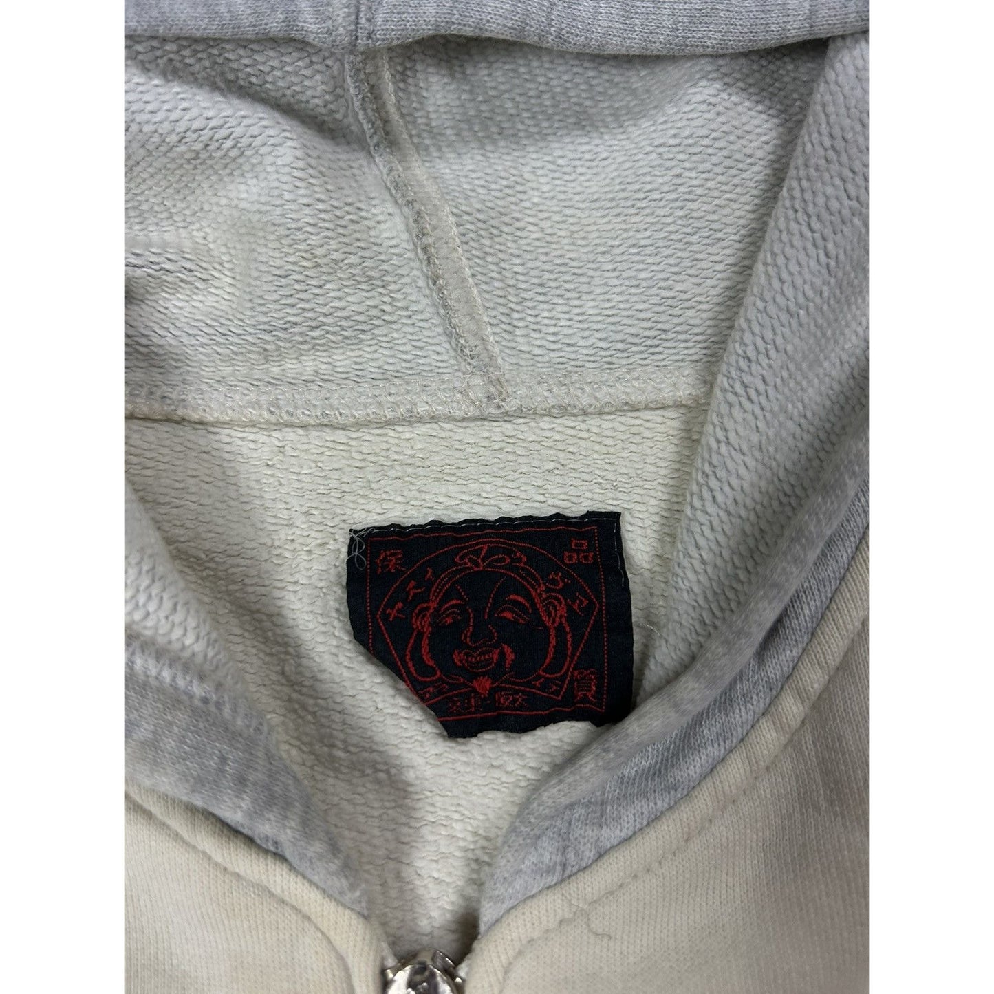 Evisu zip hoodie white grey blue vintage big logo Y2K