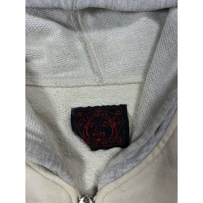 Evisu zip hoodie white grey blue vintage big logo Y2K