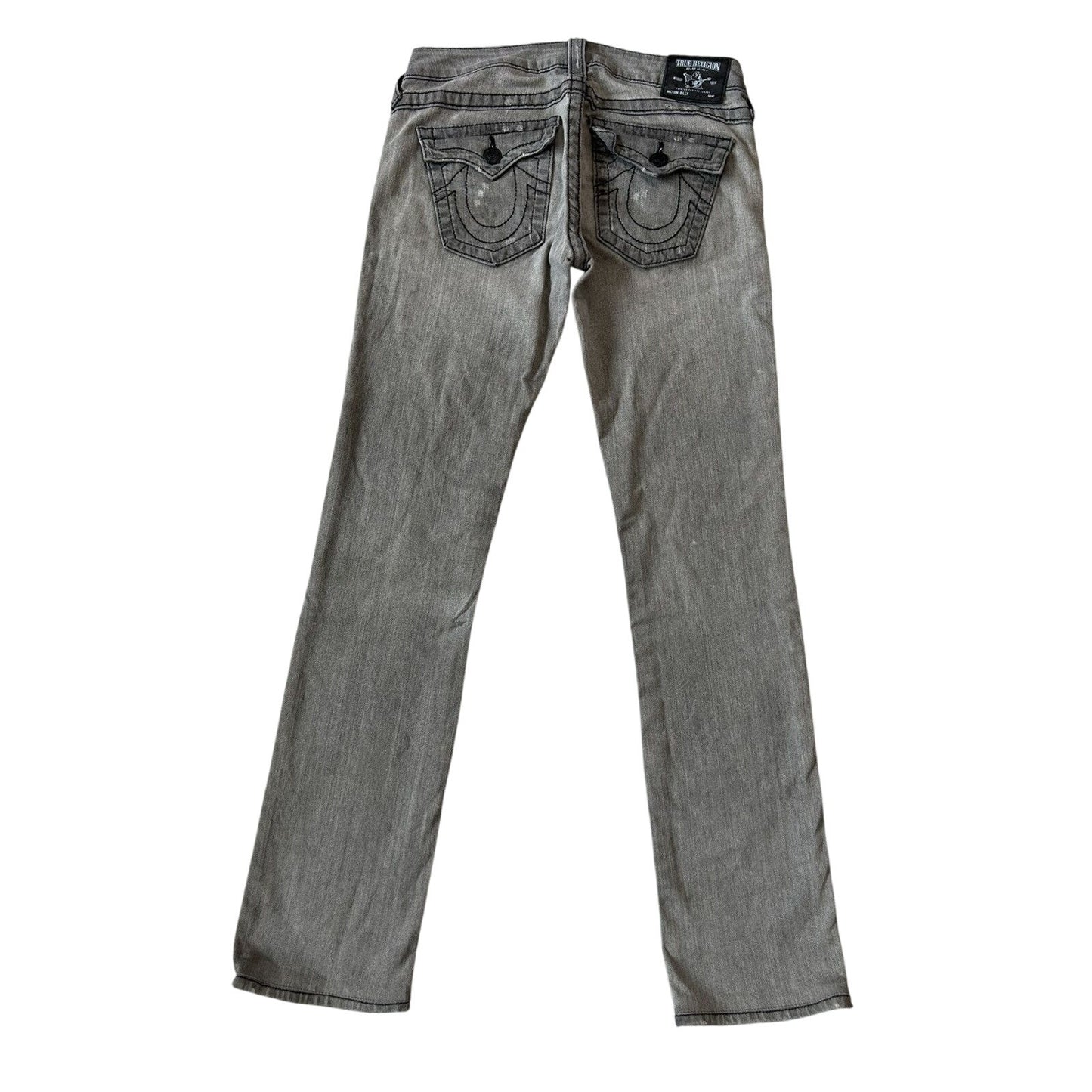 True Religion grey jeans black contrast stitching Billy Y2K