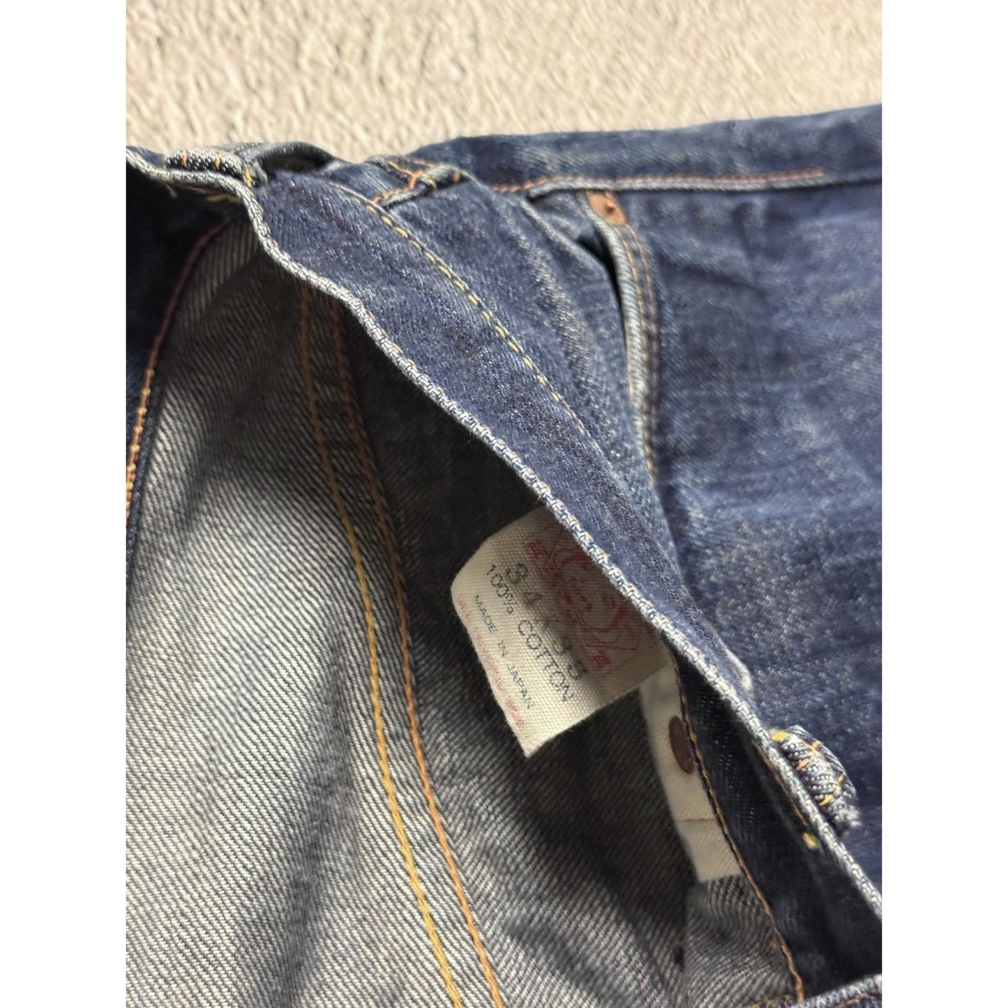 Evisu jeans white daicock big logo blue selvedge denim