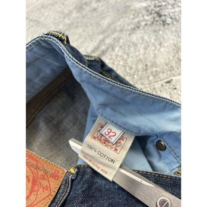 Evisu jeans vintage navy denim light blue seagulls Y2K