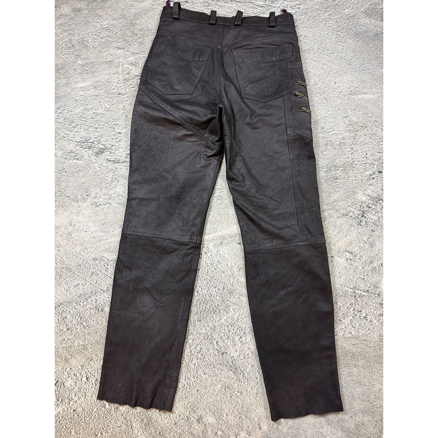 Heavy Leather biker Pants Vintage brown