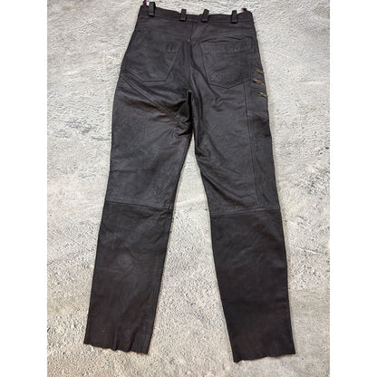 Heavy Leather biker Pants Vintage brown