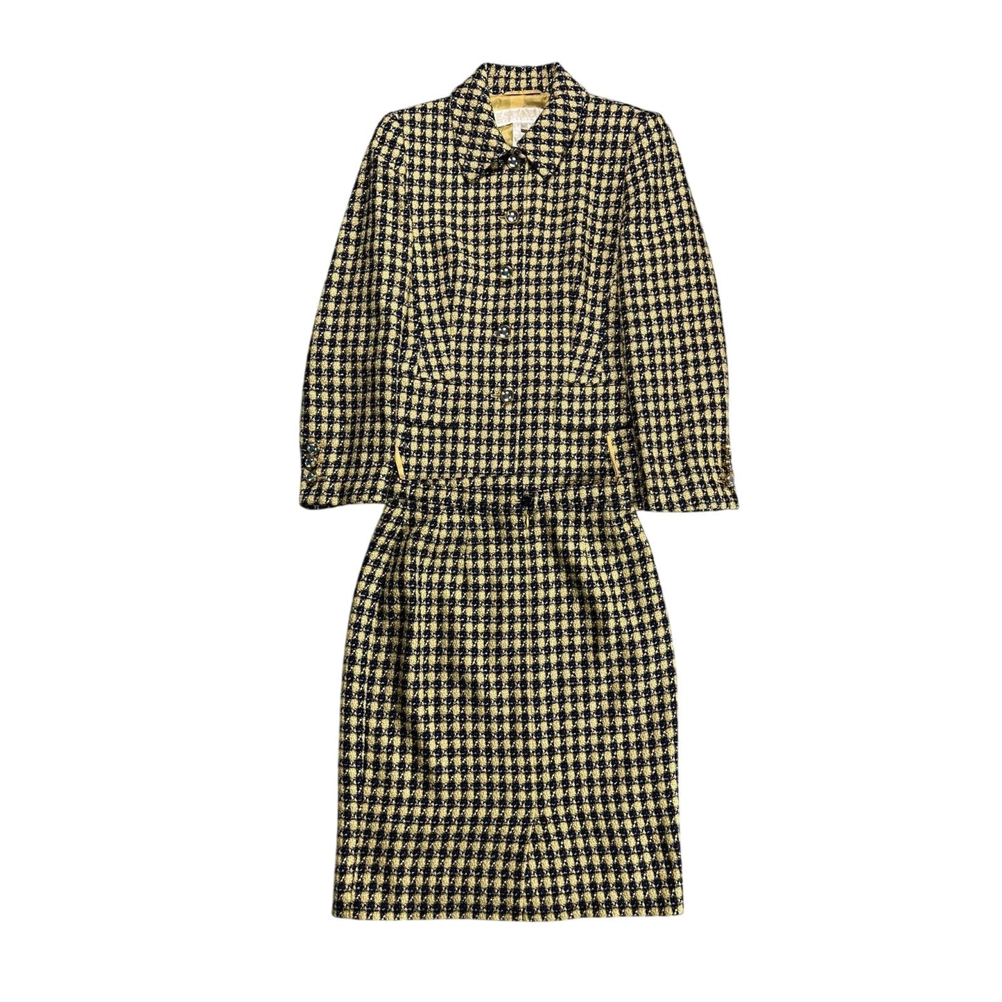 Escada vintage suit wool set blazer + skirt yellow