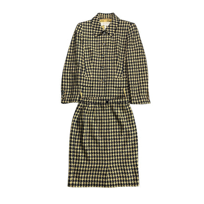 Escada vintage suit wool set blazer + skirt yellow