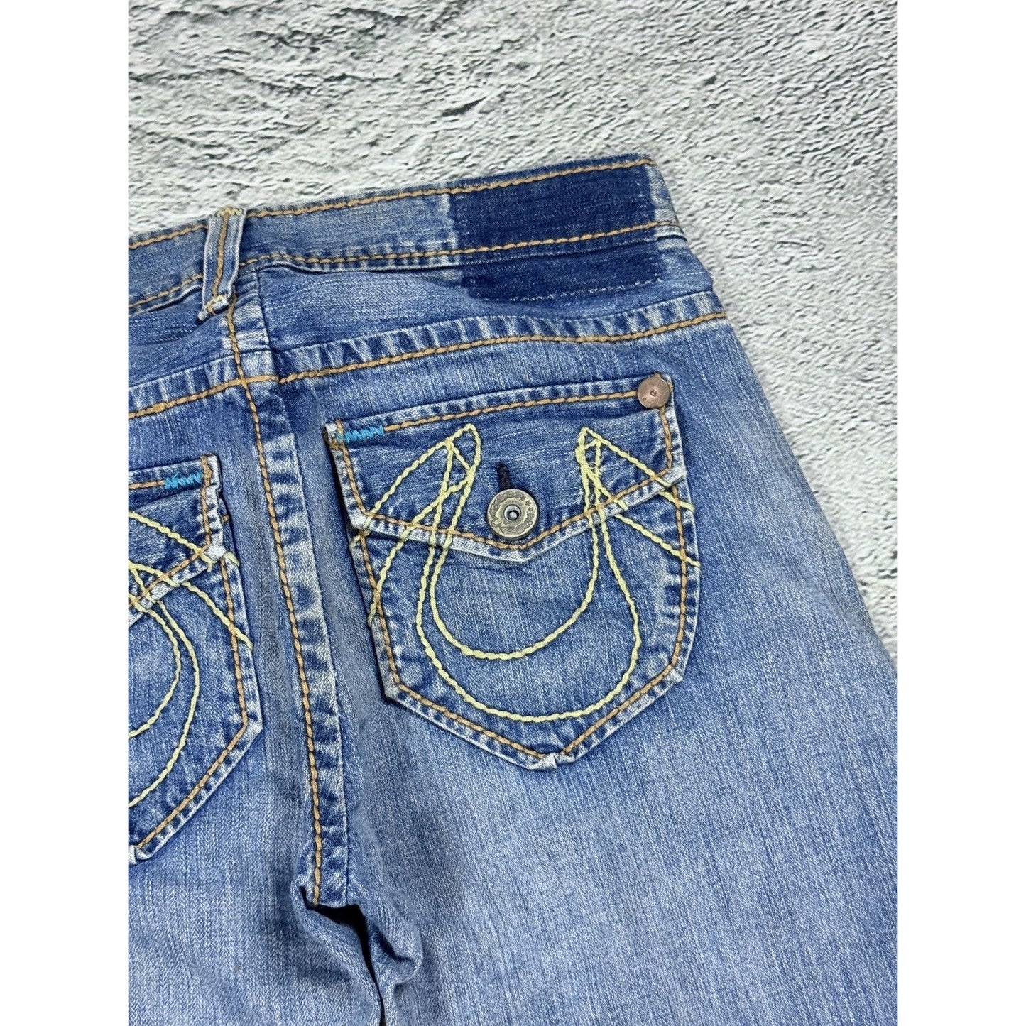 True Religion jeans vintage flared blue thick stitch