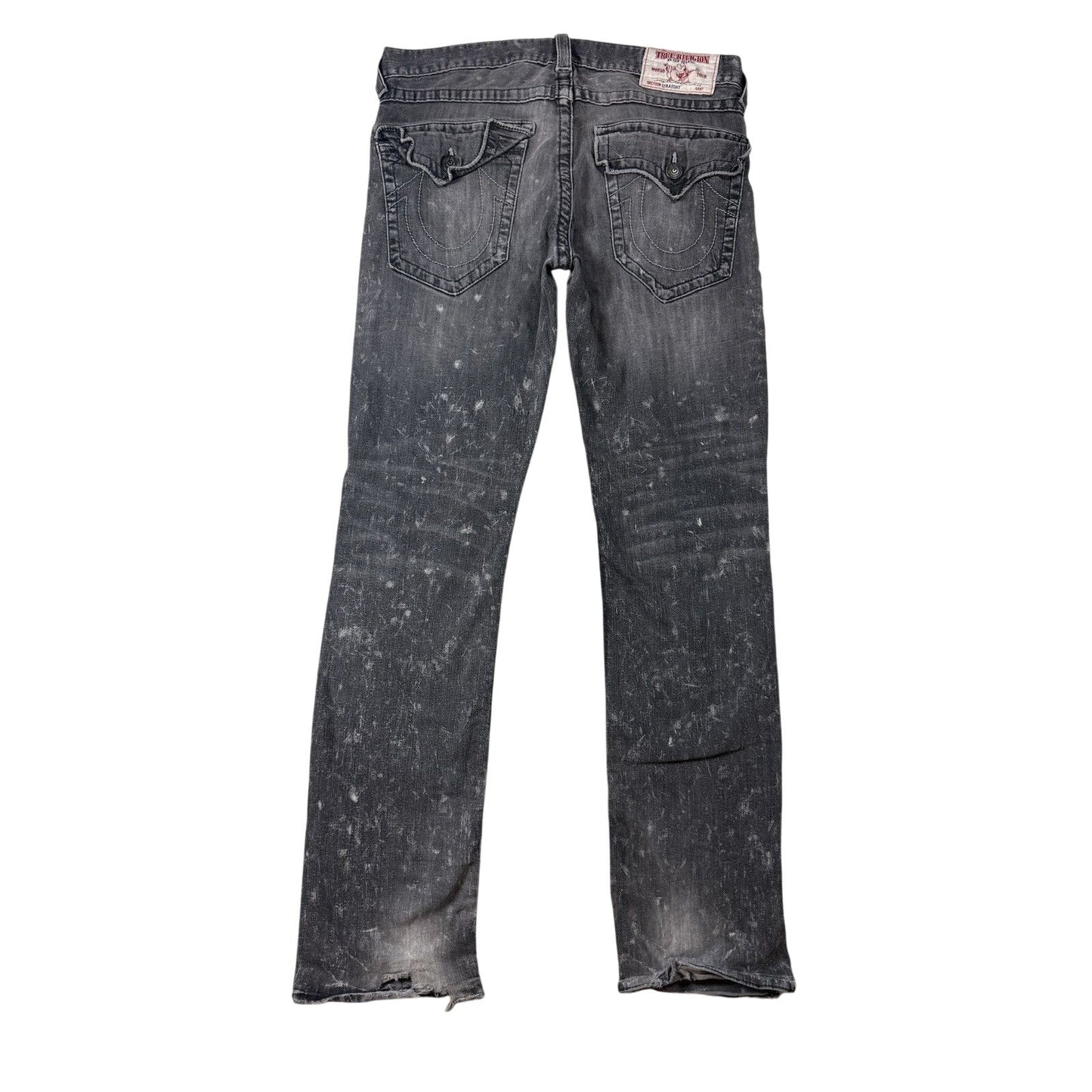 True Religion washed grey dark black jeans straight
