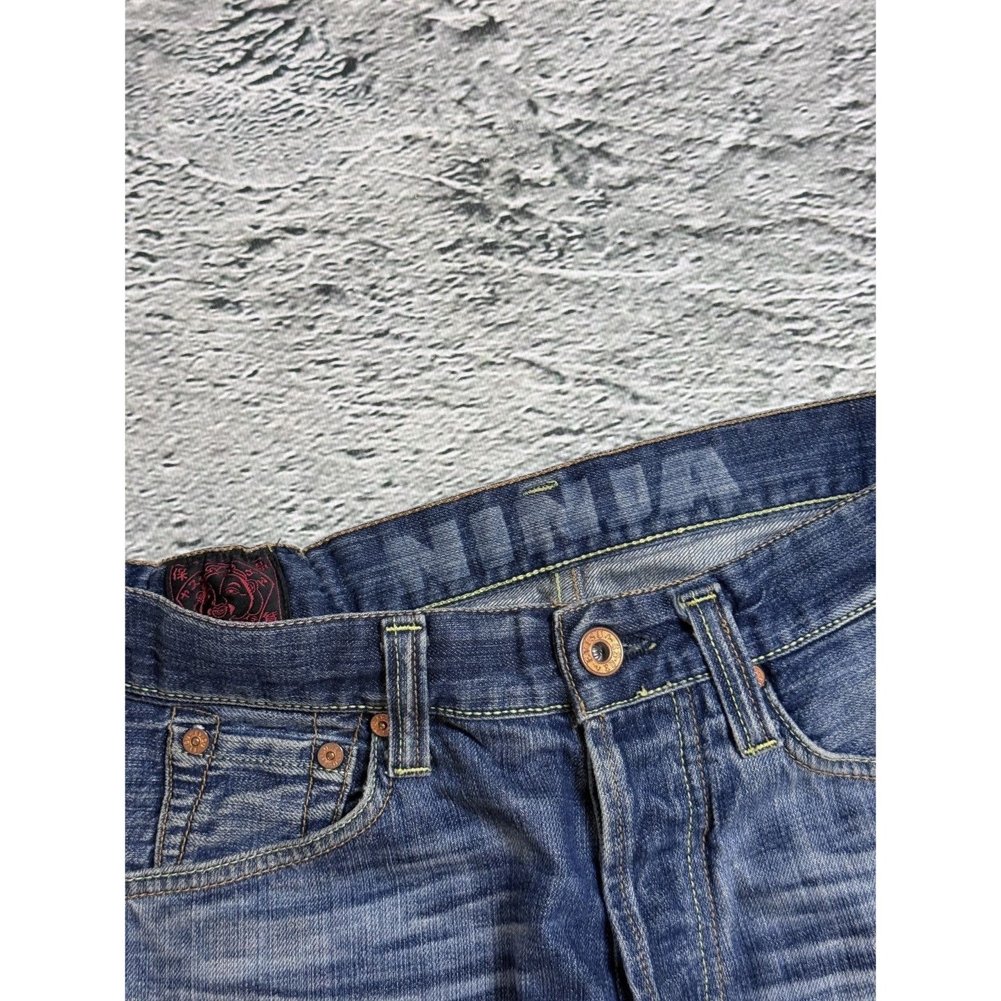 Evisu jeans white daicock big logo blue selvedge denim EU ED