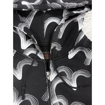 Evisu zip hoodie black vintage big logo monogram seagulls Y2K