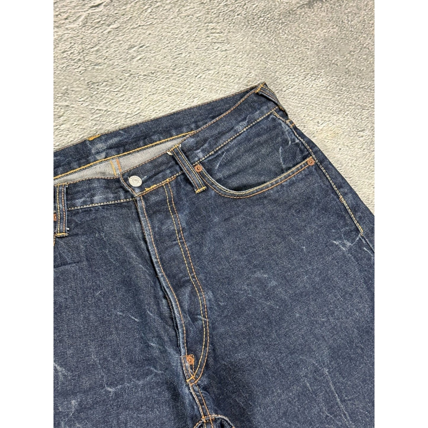 Evisu jeans big logo seagull selvedge denim Y2K navy blue
