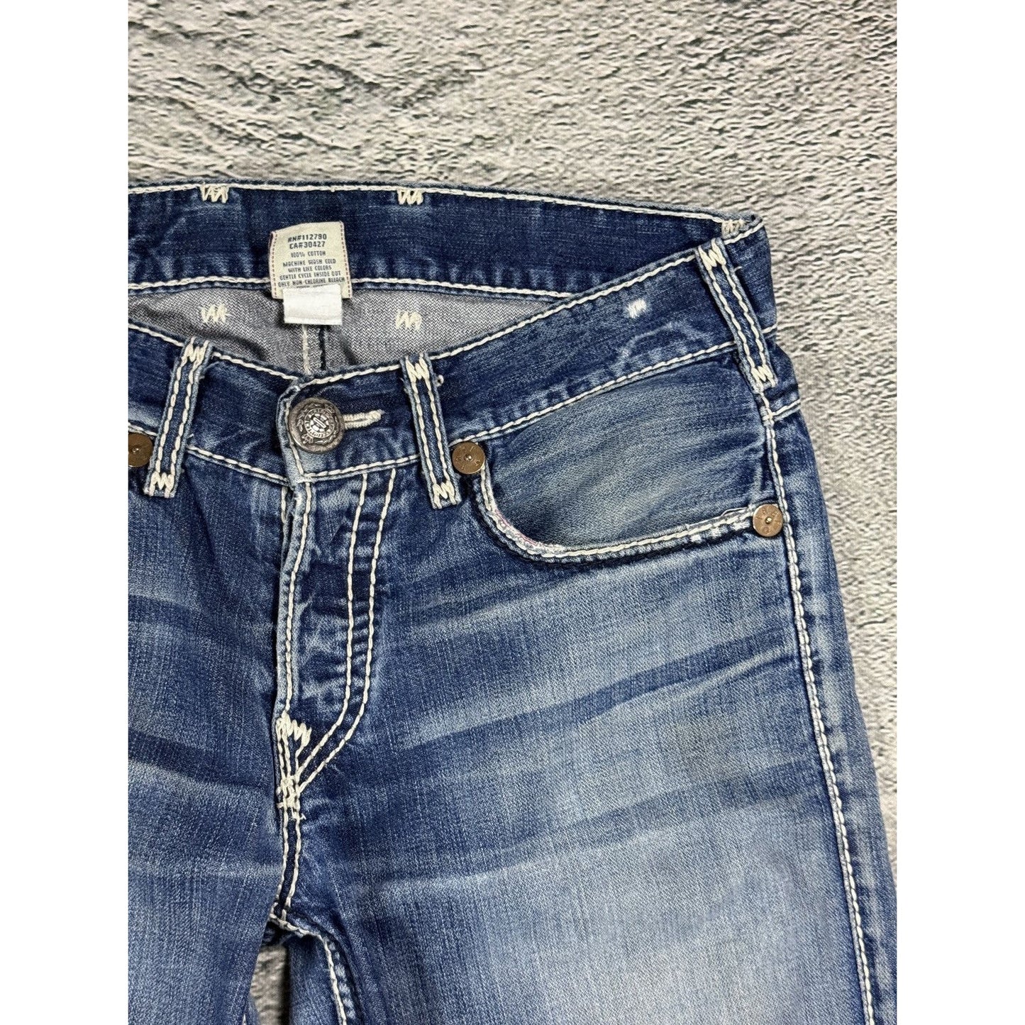 True Religion jeans Nathan Giant Y2K blue white stitching