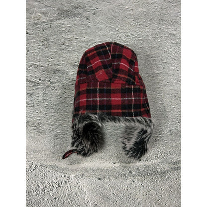 Burton vintage ushanka trooper hat red black with fur