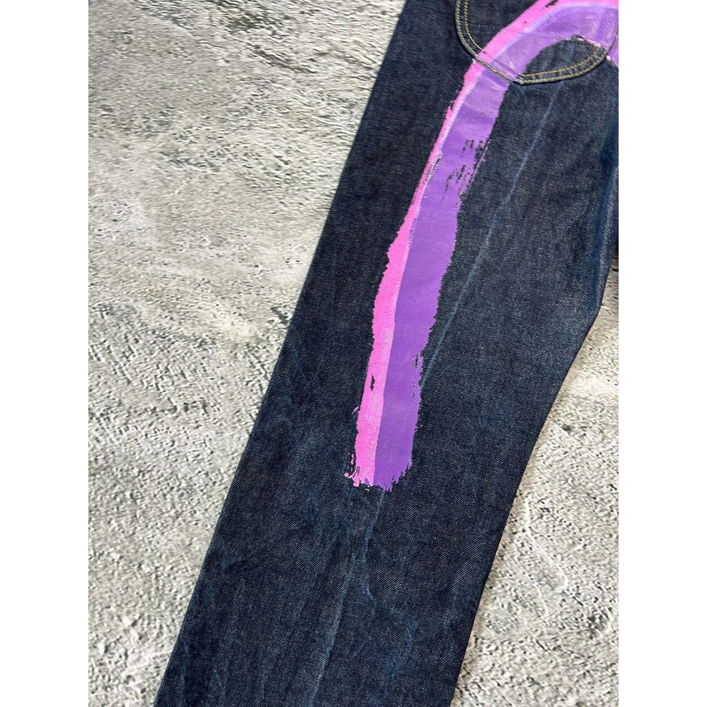 Evisu jeans daicock big logo vintage gradient purple pink