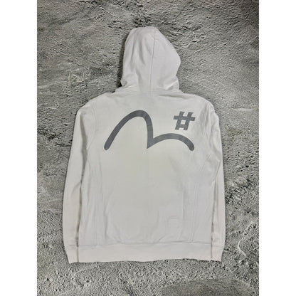 Evisu zip hoodie white vintage big logo seagull Y2K