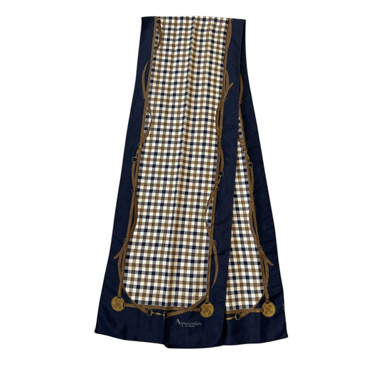 Aquascutum vintage scarf nova check navy brown London
