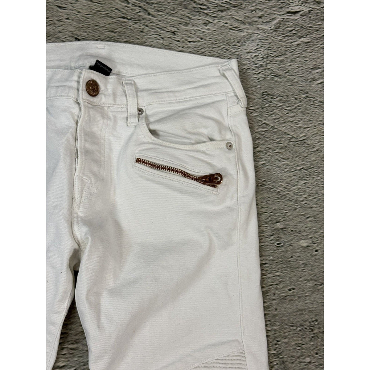 True Religion jeans biker rocco white washed Y2K slim skinny