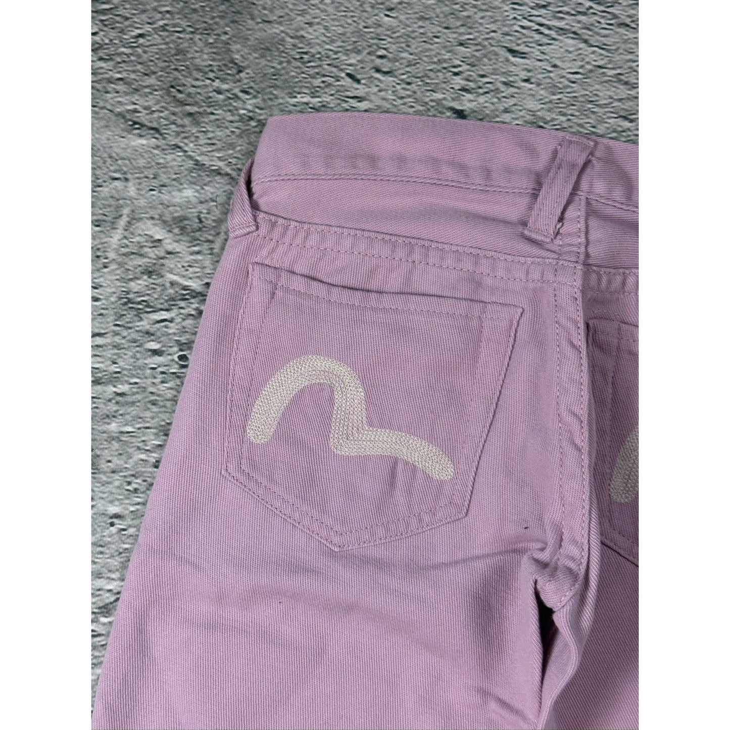 Evisu Donna Pink jeans bootcut flared seagull embroidery