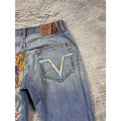 Christian Audigier Ed Hardy embroidered vintage jeans dragon
