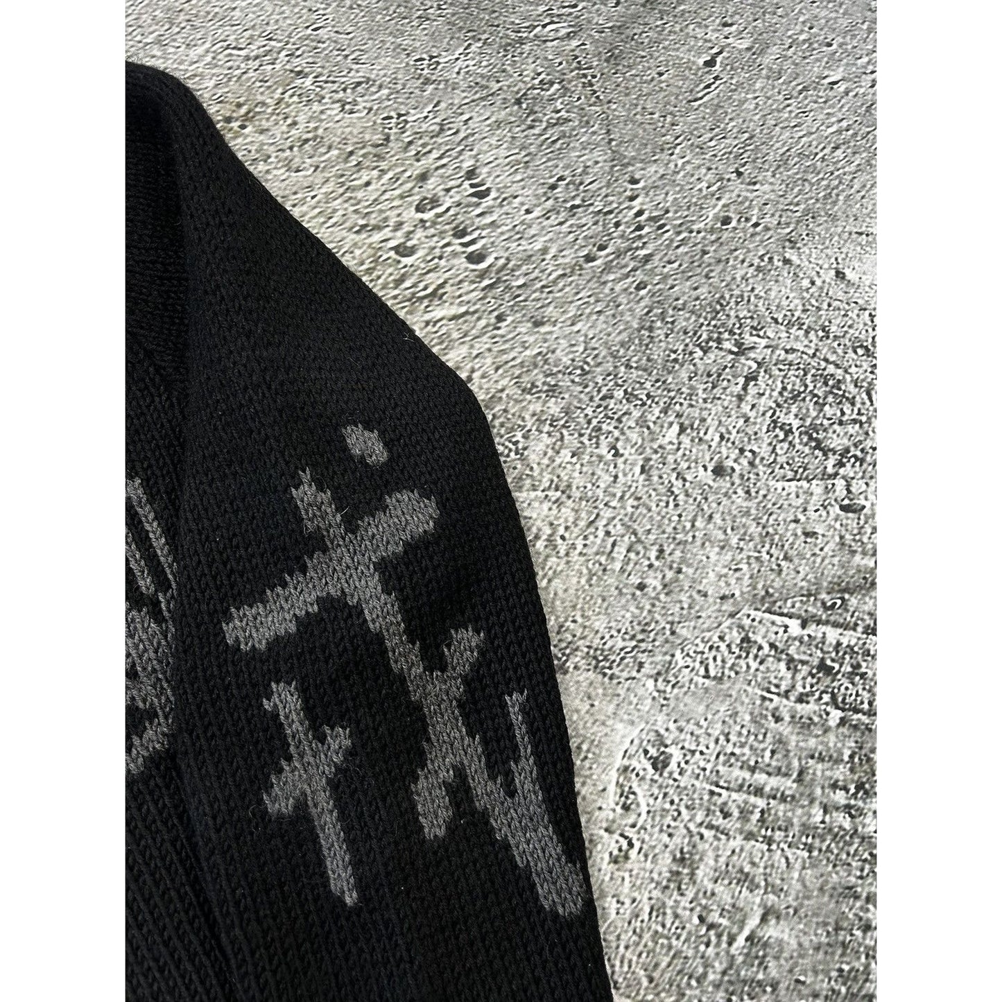 Evisu knit zip hoodie wool sweater big logo black vintage