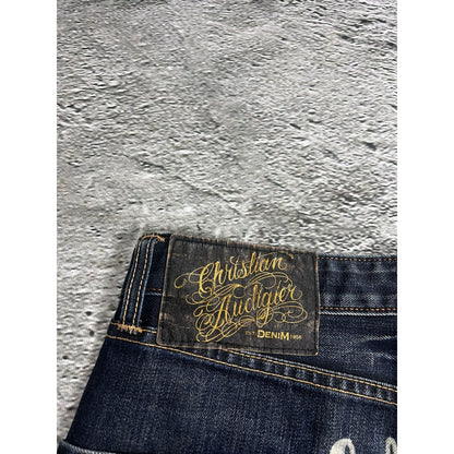 Ed Hardy Christian Audigier vintage jeans big logo pants