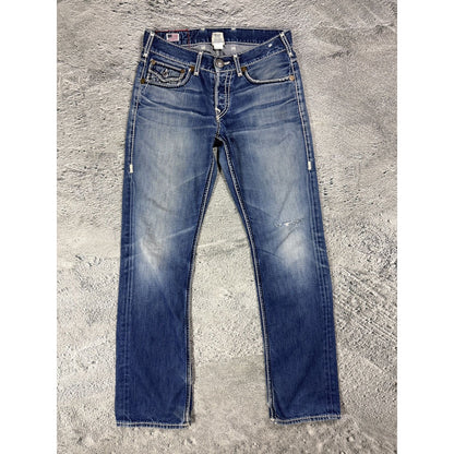 True Religion jeans Nathan Giant Y2K blue white stitching