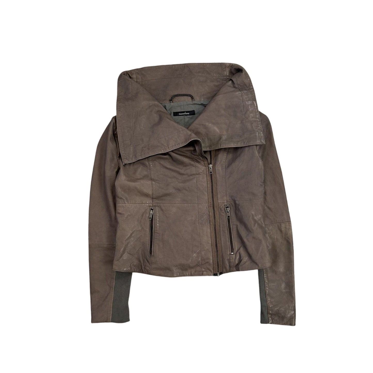 Muubaa Leather Jacket brown smoke grey avant garde
