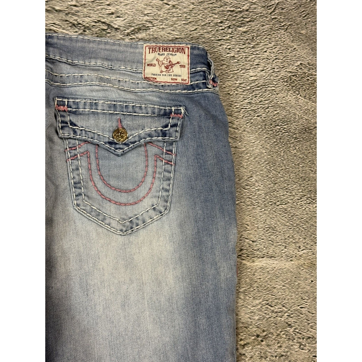 True Religion blue jeans Y2K vintage billie super baggy pink