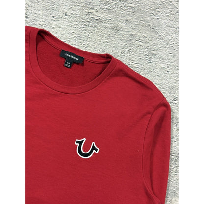 True Religion Red Crewneck big logo horseshoe Boxy