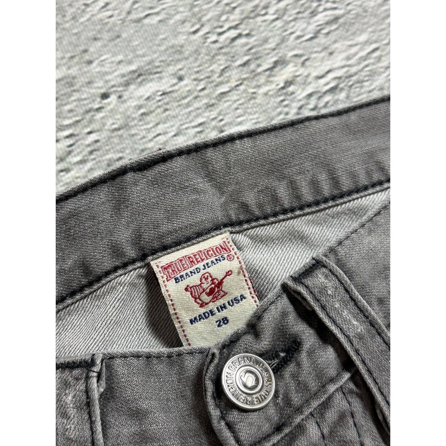 True Religion jeans vintage grey Drew straight distressed