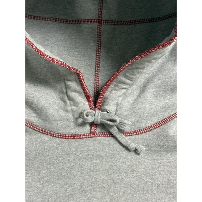 Supreme Coverstitch Logo Gray Red hoodie