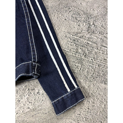 True Religion Raw denim jacket navy Blue white fat stithing