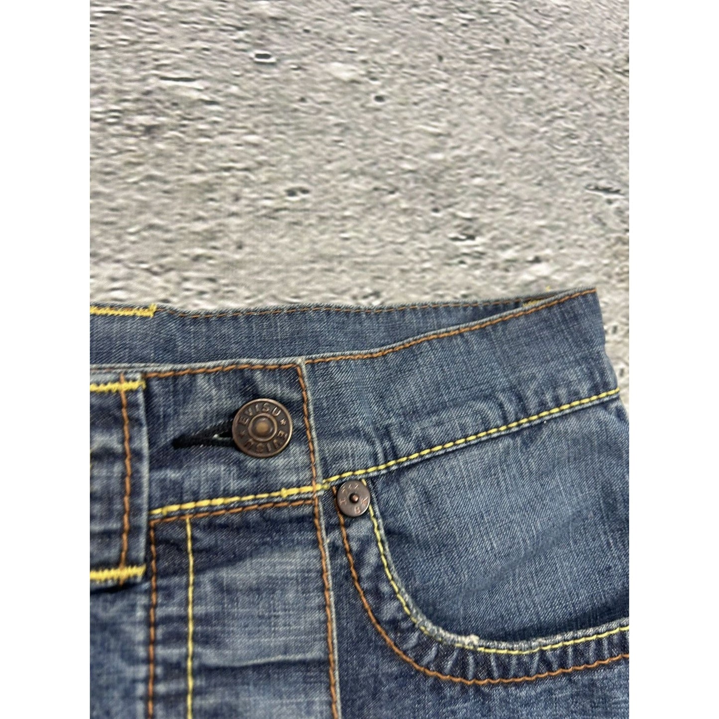 Evisu skirt mini vintage denim red seagulls Y2K