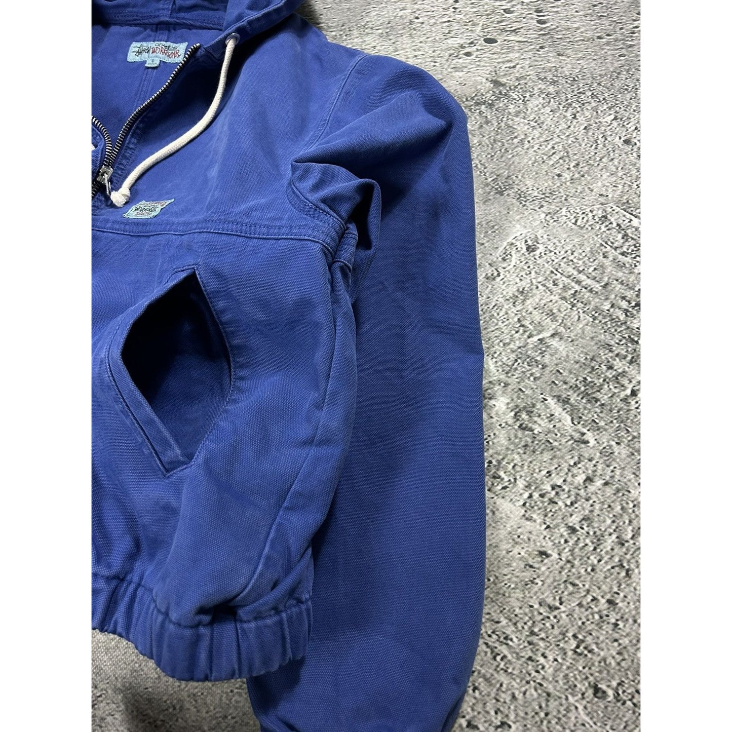 Stussy work jacket unlined canvas blue workwear active