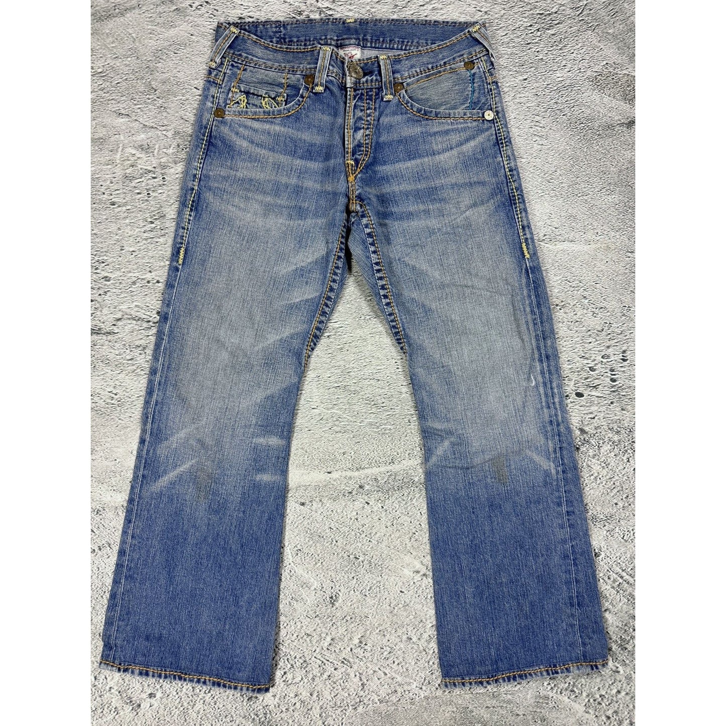 True Religion jeans vintage flared blue thick stitch