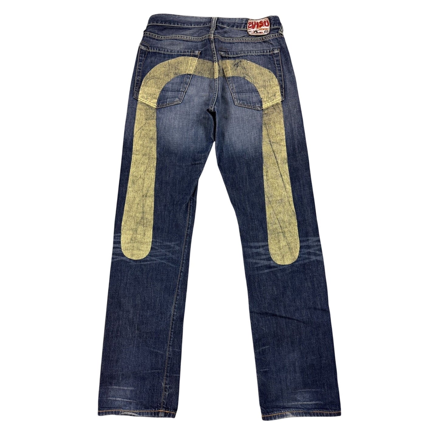 Evisu jeans white daicock big logo blue selvedge denim EU ED