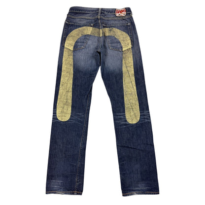 Evisu jeans white daicock big logo blue selvedge denim EU ED