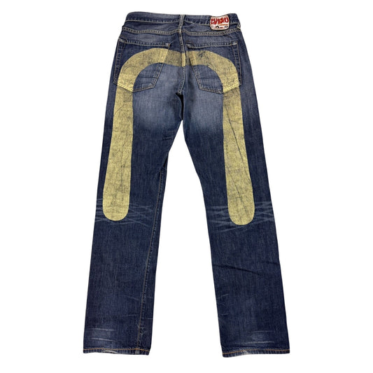 Evisu jeans white daicock big logo blue selvedge denim EU ED