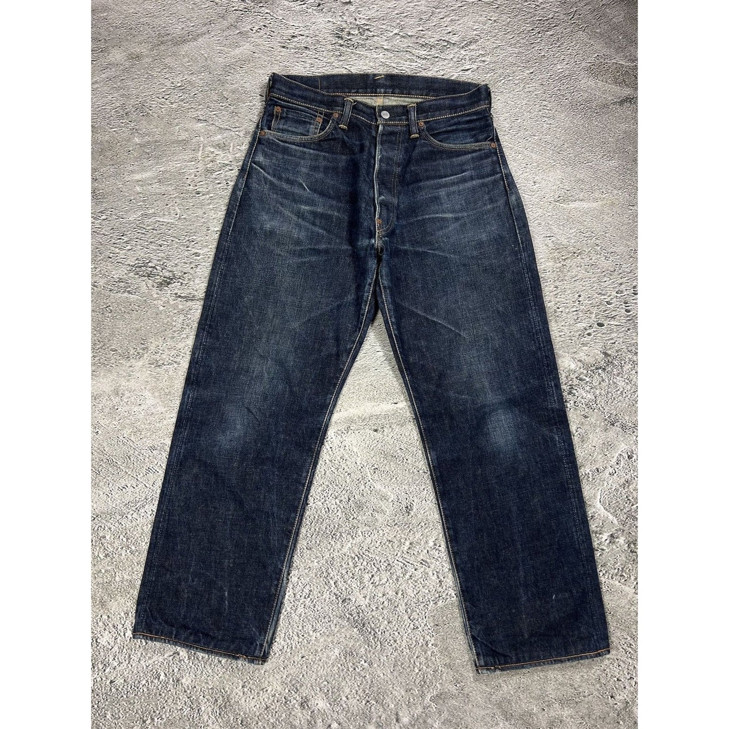 Evisu jeans vintage selvedge black baby blue daicock logo