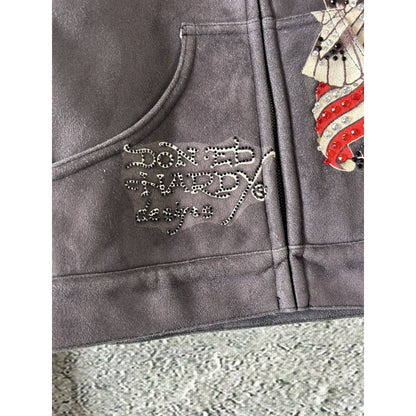 Ed Hardy Christian Audigier vintage zip hoodie black teddy