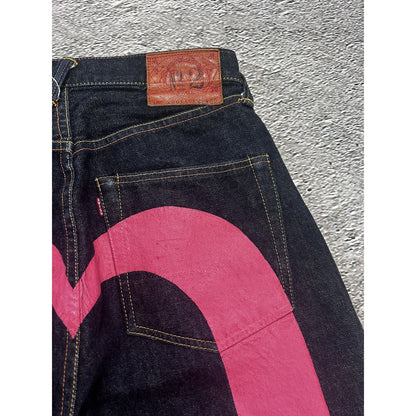 Evisu jeans daicock big logo pink selvedge denim Japan