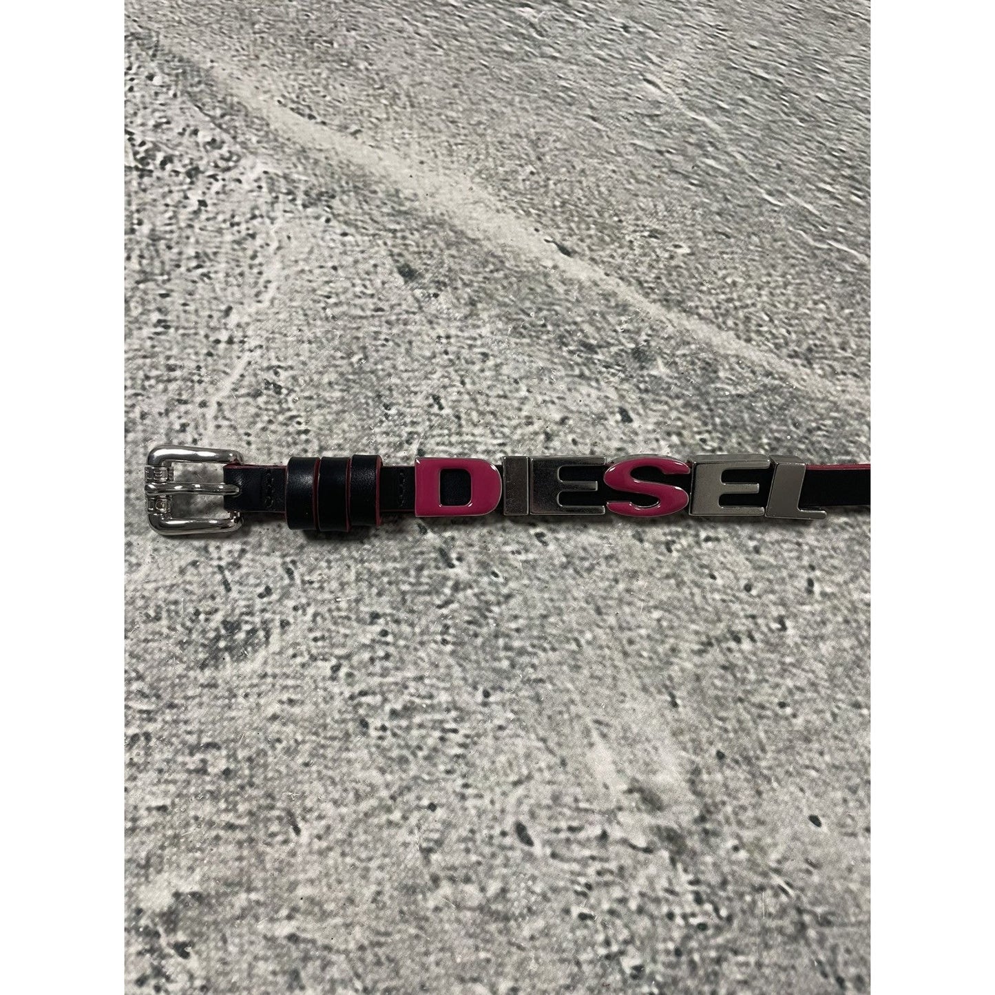 Diesel leather belt multicolour moving letters black pink