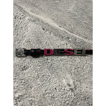 Diesel leather belt multicolour moving letters black pink
