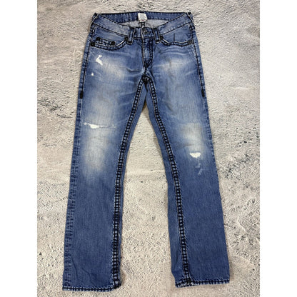 True Religion jeans blue vintage black stitch Bobby Super T