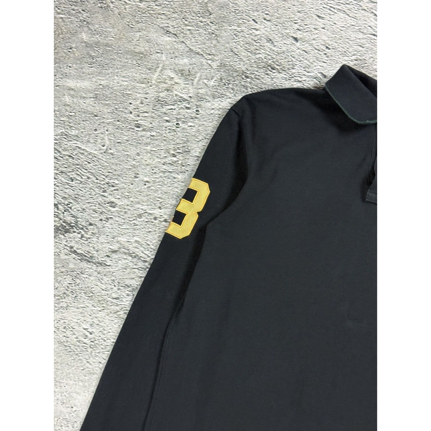 Chief Keef Polo Ralph Lauren Triple Big Pony Gold longsleeve black