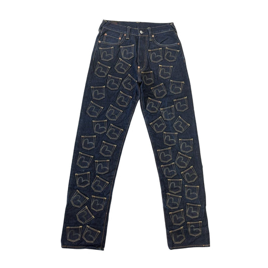 Evisu multipocket jeans front logo rare sample black