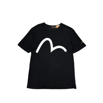 Evisu t-shirt vintage big logo seagull black white