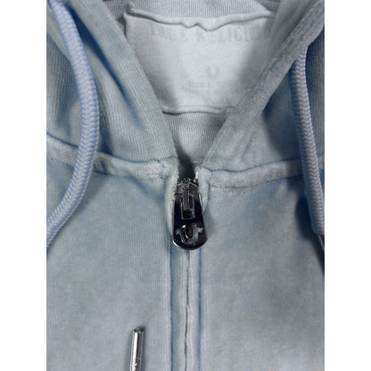 True Religion vintage zip hoodie blue velour Y2K