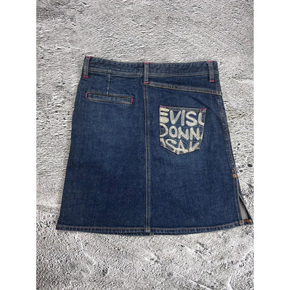 Evisu mini skirt denim white seagull Donna Osaka vintage